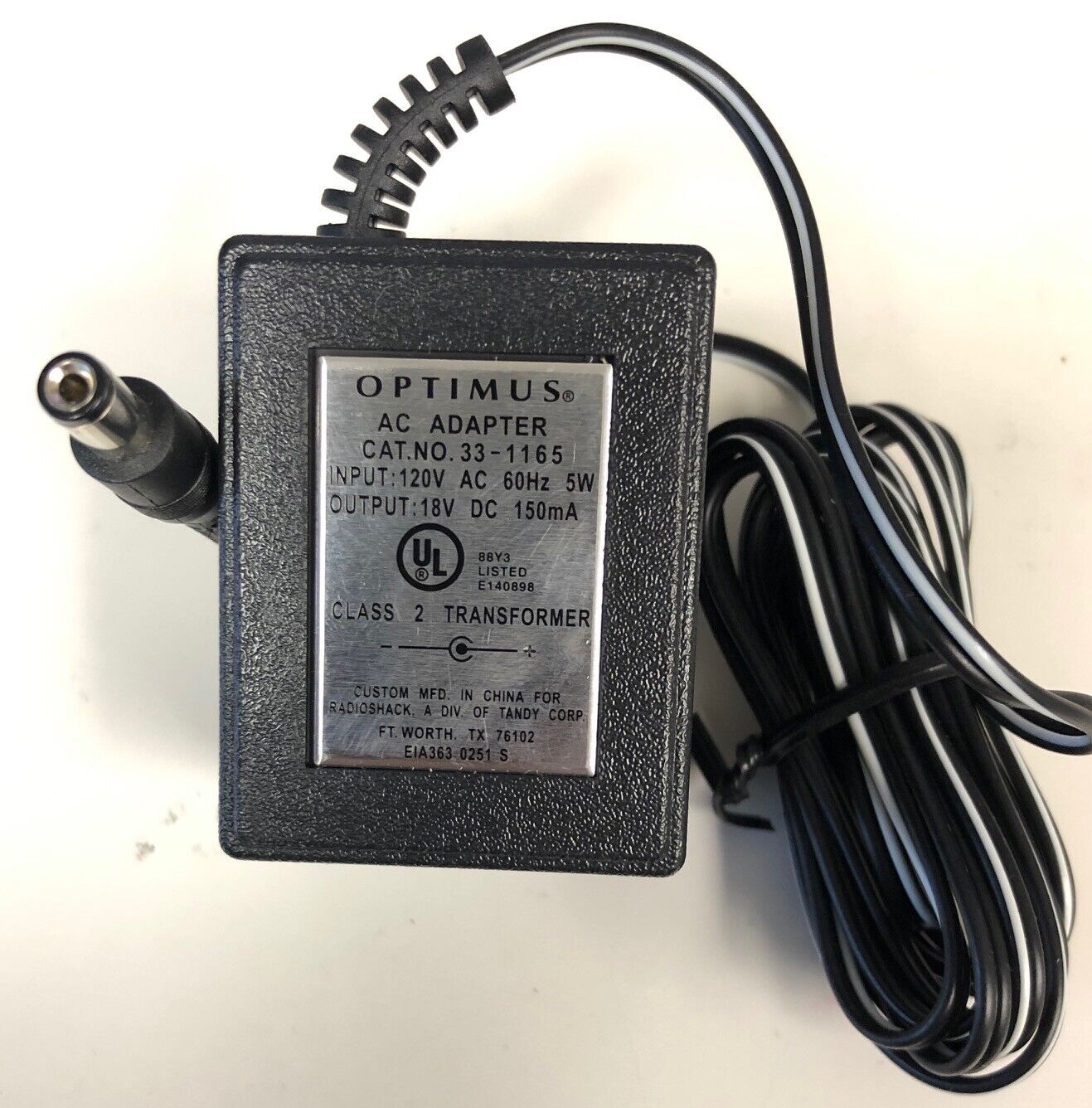 *Brand NEW*Optimus Cat NO 33-1165 18V DC 150mA AC Adaptor